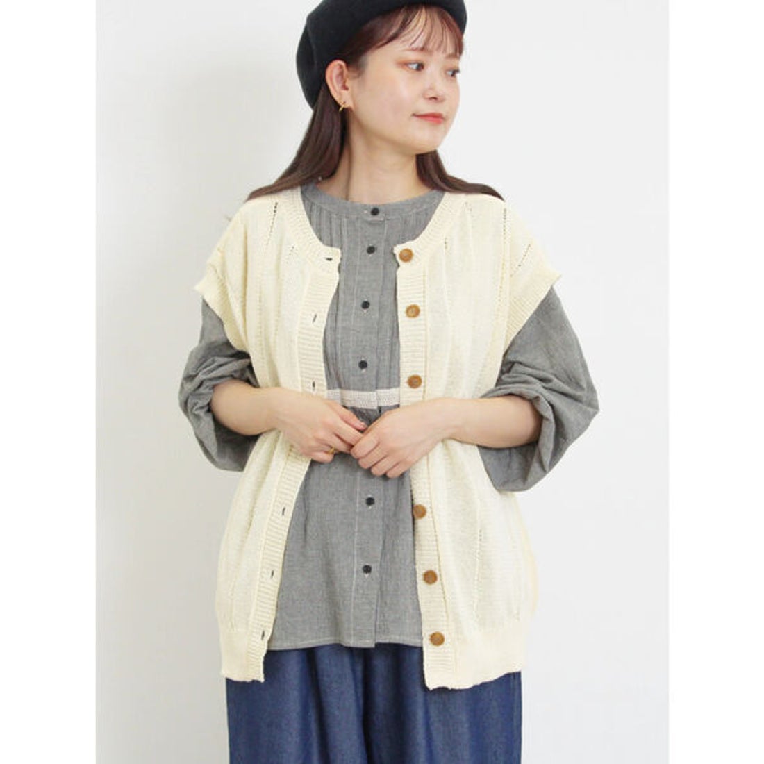 サマンサ モスモス Samansa Mos2 テープヤーン前後2WAYベスト （キナリ