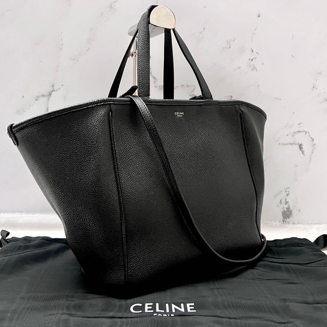 ◇袋付き美品◇セリーヌ　フォールドカバスモール　ブラック　2way トートバッグ CABAS（CELINE） セリーヌ ハンドバッグ スモール フォールド カバ